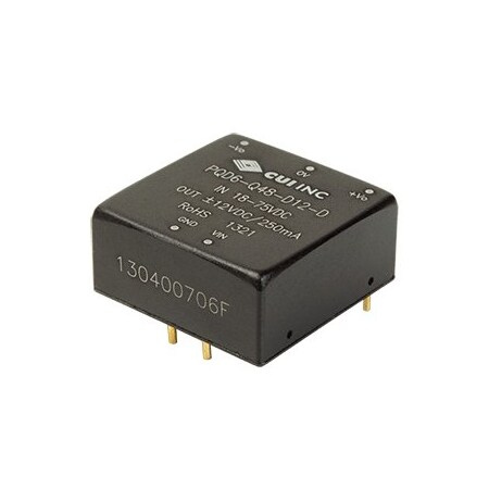 Cui Inc DC to DC Converter, 48V DC to 12V DC, 6VA, 0 Hz PQD6-Q48-S12-D